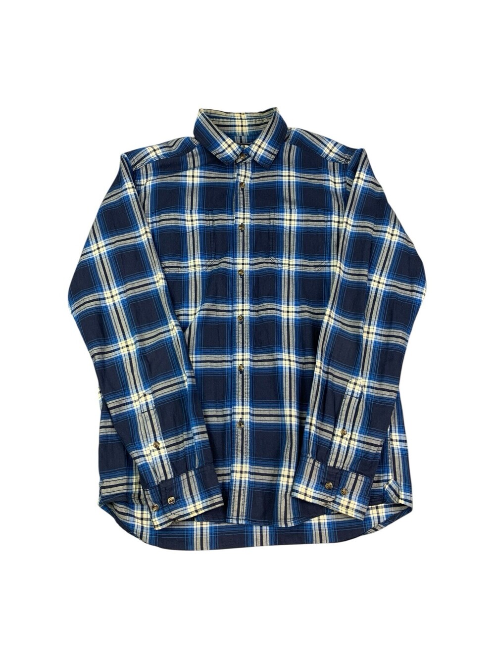 The North Face Men’s Flannel Shirt, Long Sleeve, Blue Plaid, Size Medium
